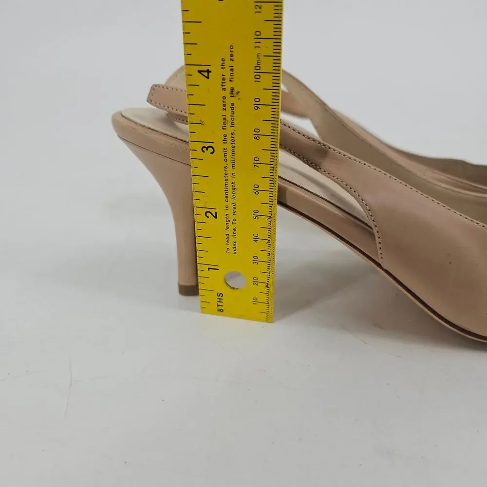 Cole Haan Nude Leather Slingback Heels Size 10 B Old Money Minimalist Corpcore